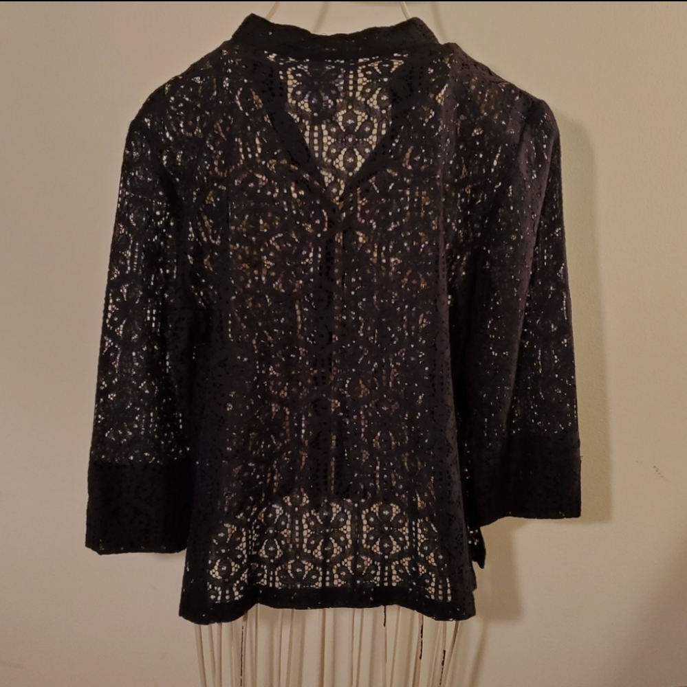 Ruby Rd. Lace Button Down Top - Picture 9 of 10
